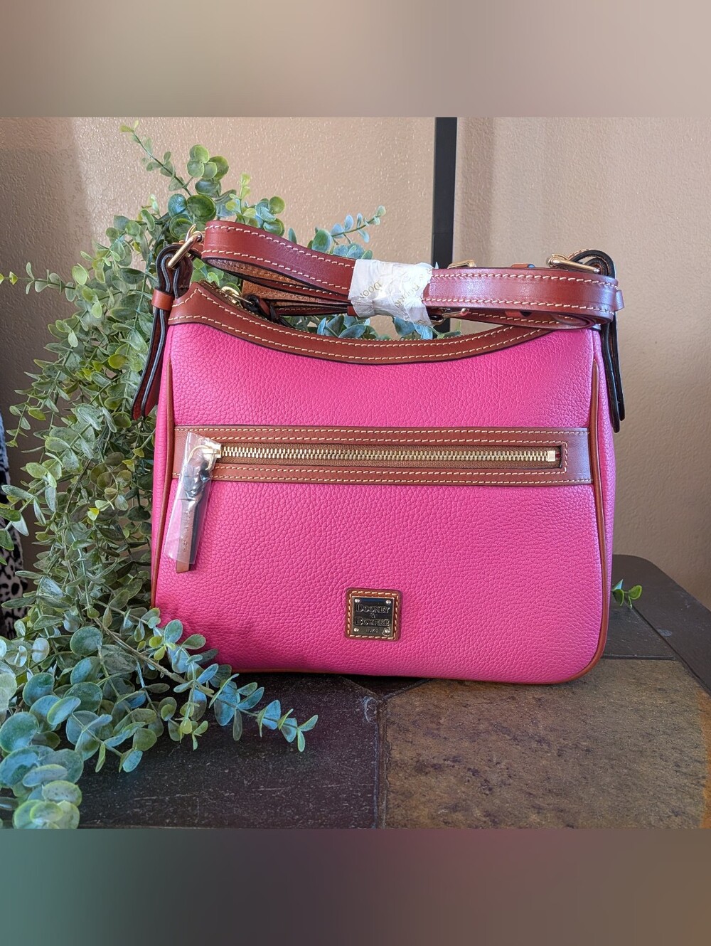NWT! Dooney & Bourke Pebble Grain Presley Crossbody in HOT PINK